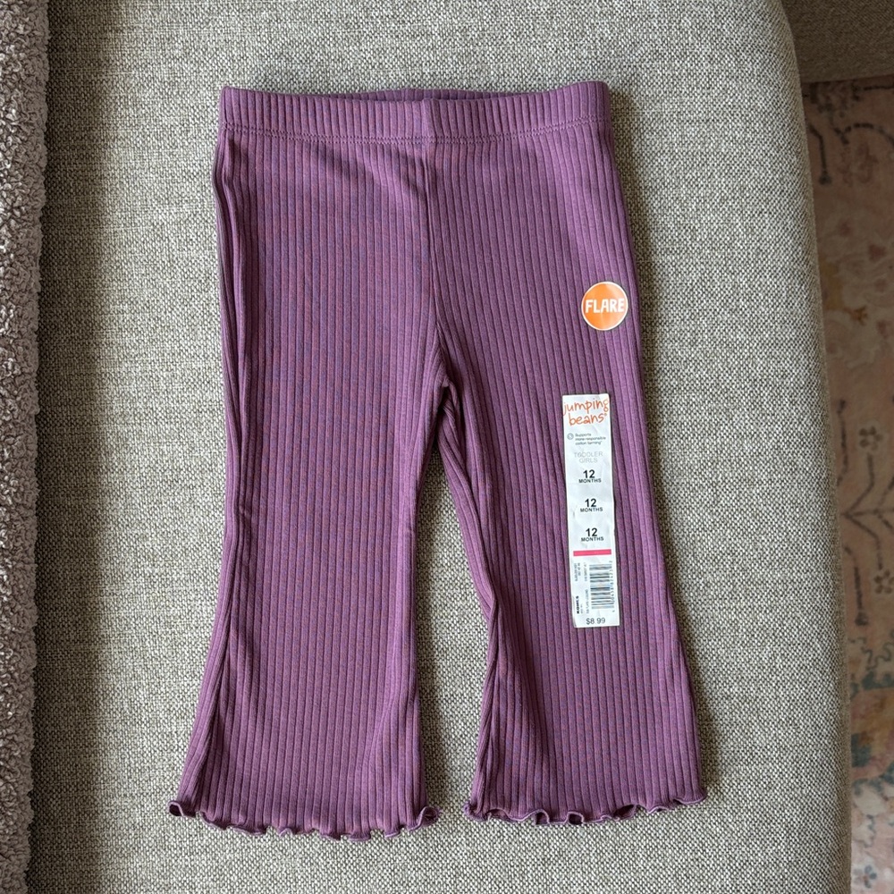Jumping Beans Ribbed Purple Flare Kids Leggings Size 12 months